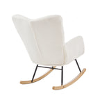 Tufted Upholstered Teddy Fabric Glider Chair for Living Room