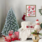4FT Flocked Christmas Tree with Pine Needles & Eucalyptus Leaves