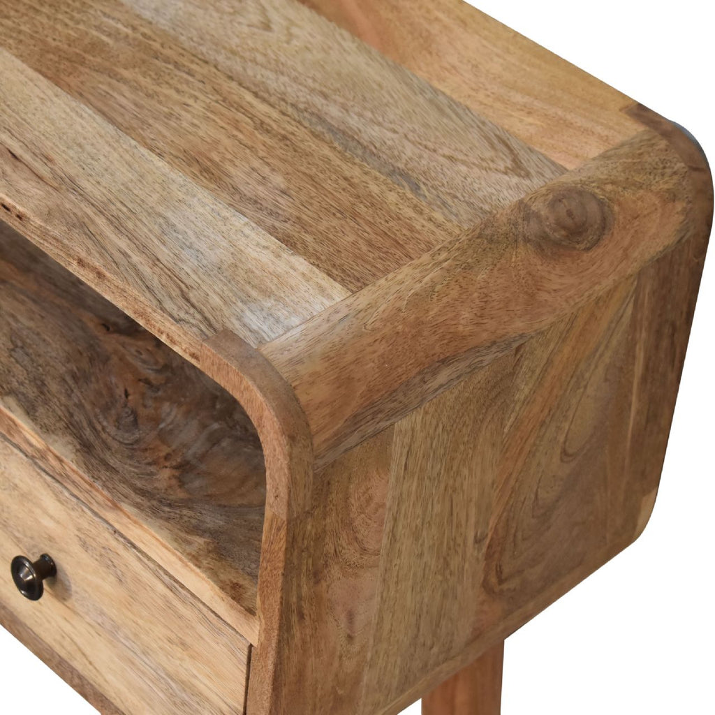 Solid Wood Mini Curved Oak-ish Console Table
