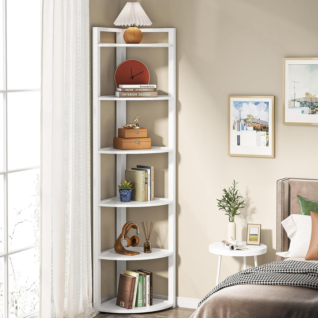 70.87" Tall 6-Tier Rustic Corner Bookshelf