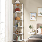 70.87" Tall 6-Tier Rustic Corner Bookshelf