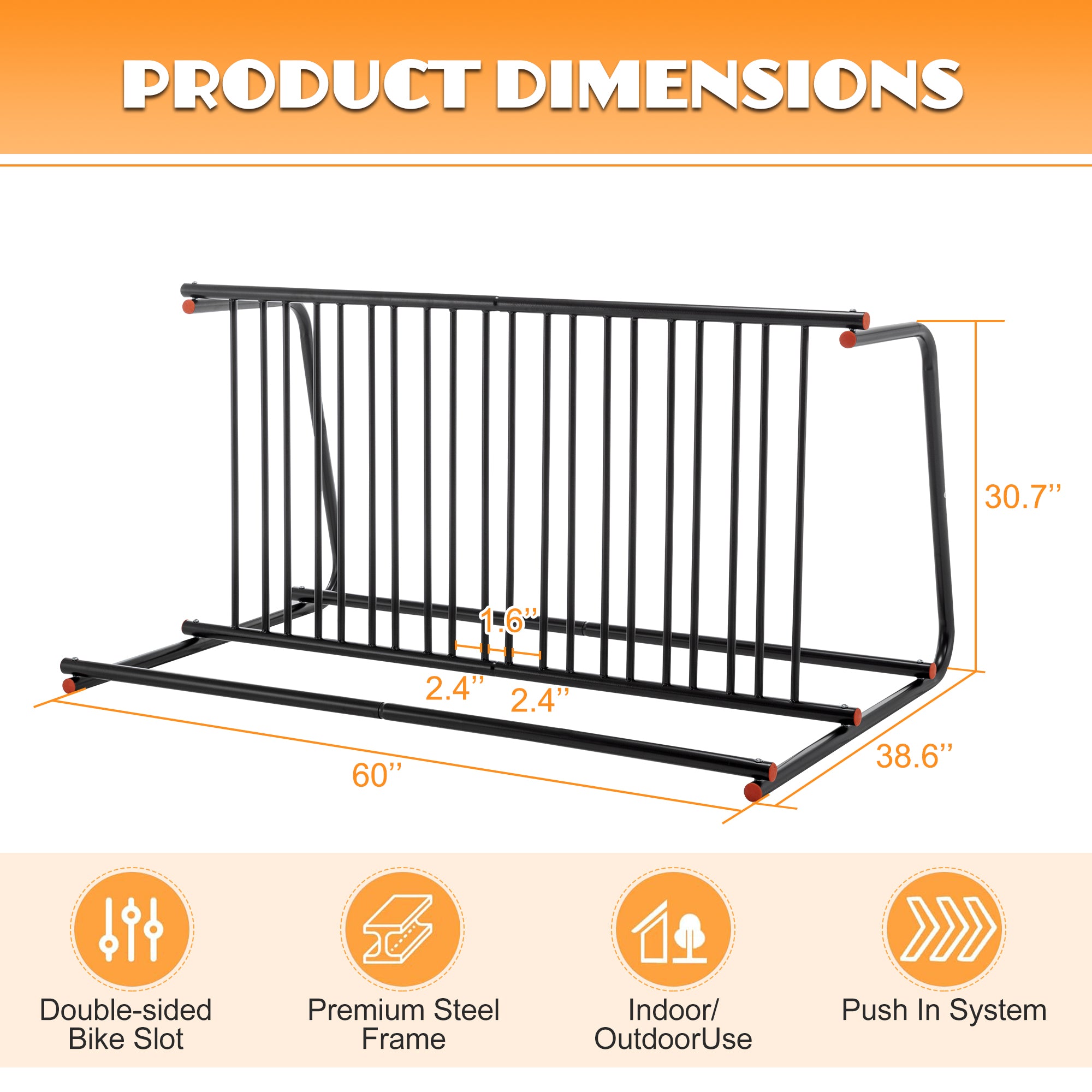 10-Bike Floor Bike Rack