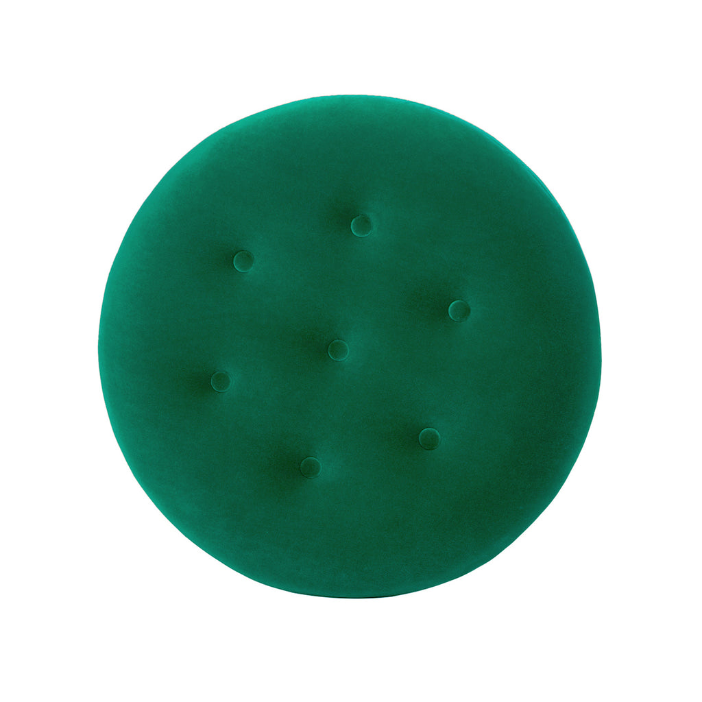 Yolanda 24" Round Upholstered Accent Ottoman, Ultramarine