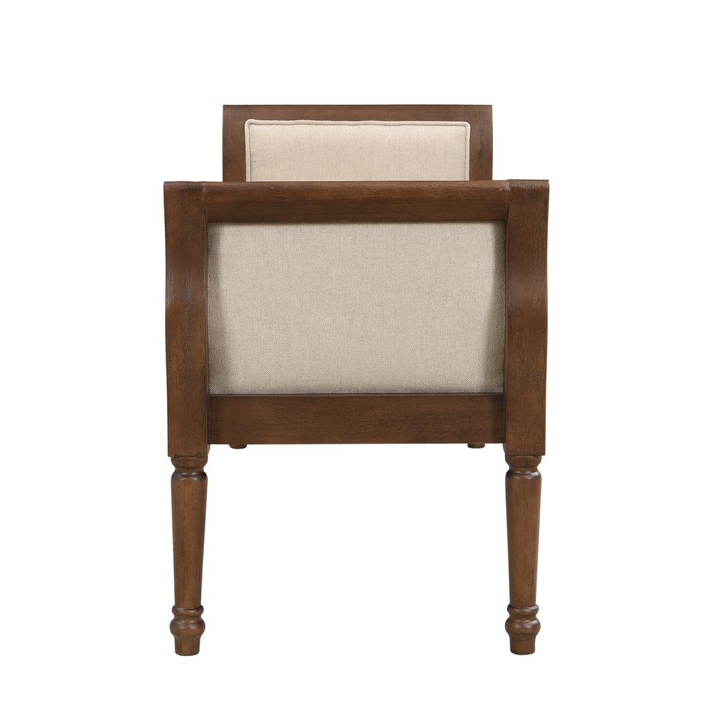 Classic Tufted Upholstered Bench with Curved Arms