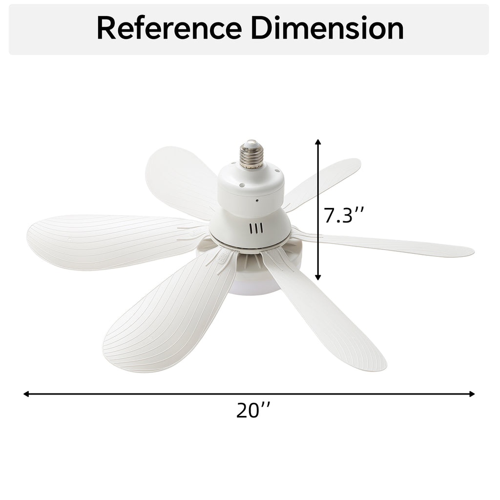 20-Inch Socket Fan Light Portable Ceiling Fan