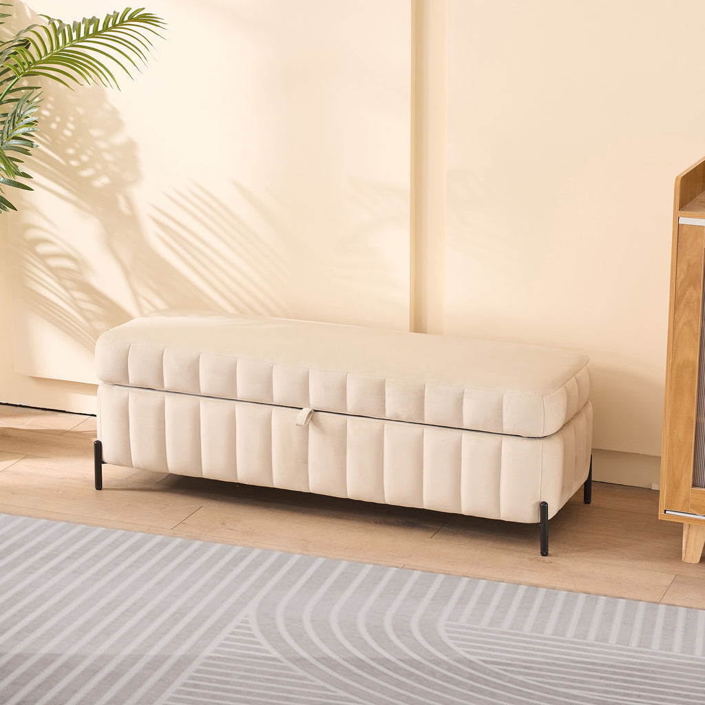Upholstered Velvet Storage Bench Ottoman