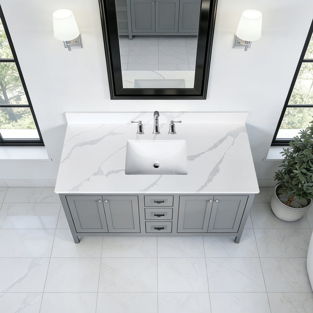 49-Inch Quartz Bathroom Vanity Top with Undermount Sink