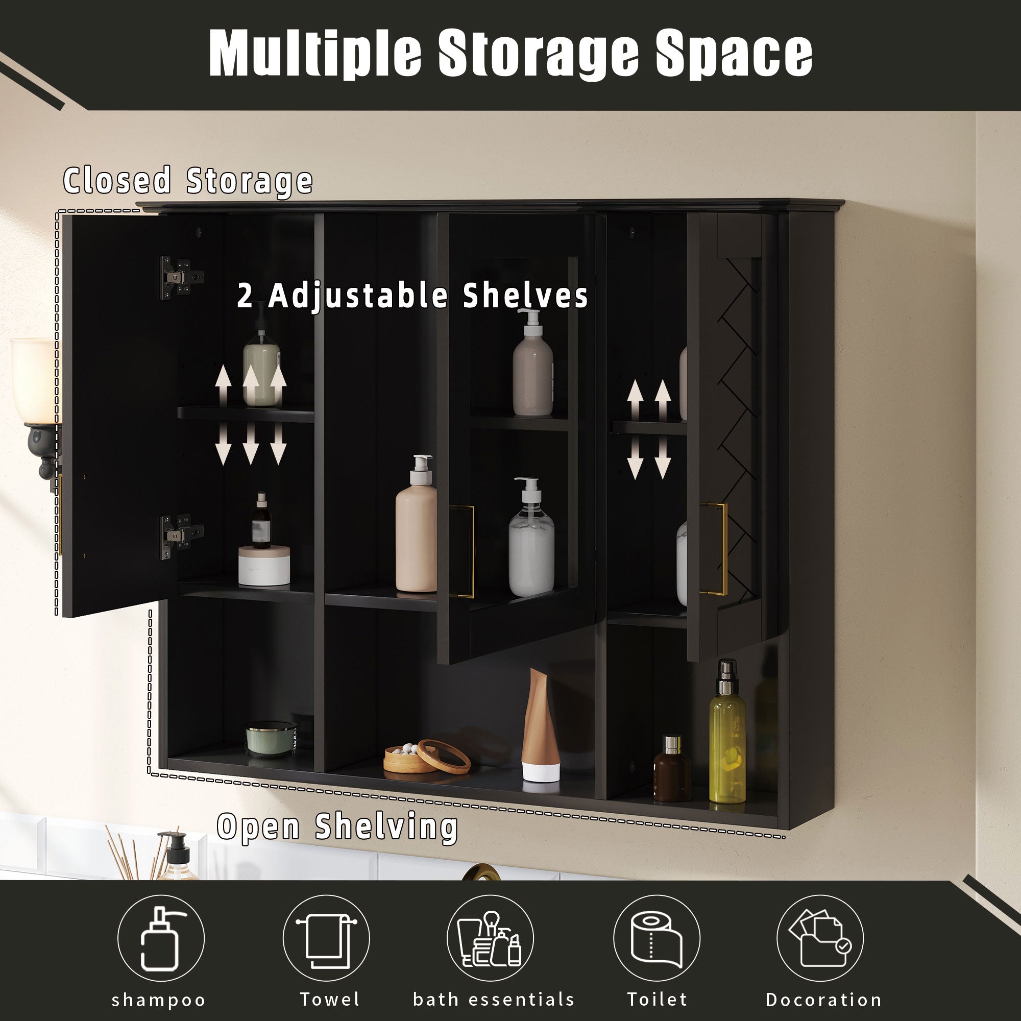 35 Inch 2-in-1 Wall Mounted Medicine Cabinet