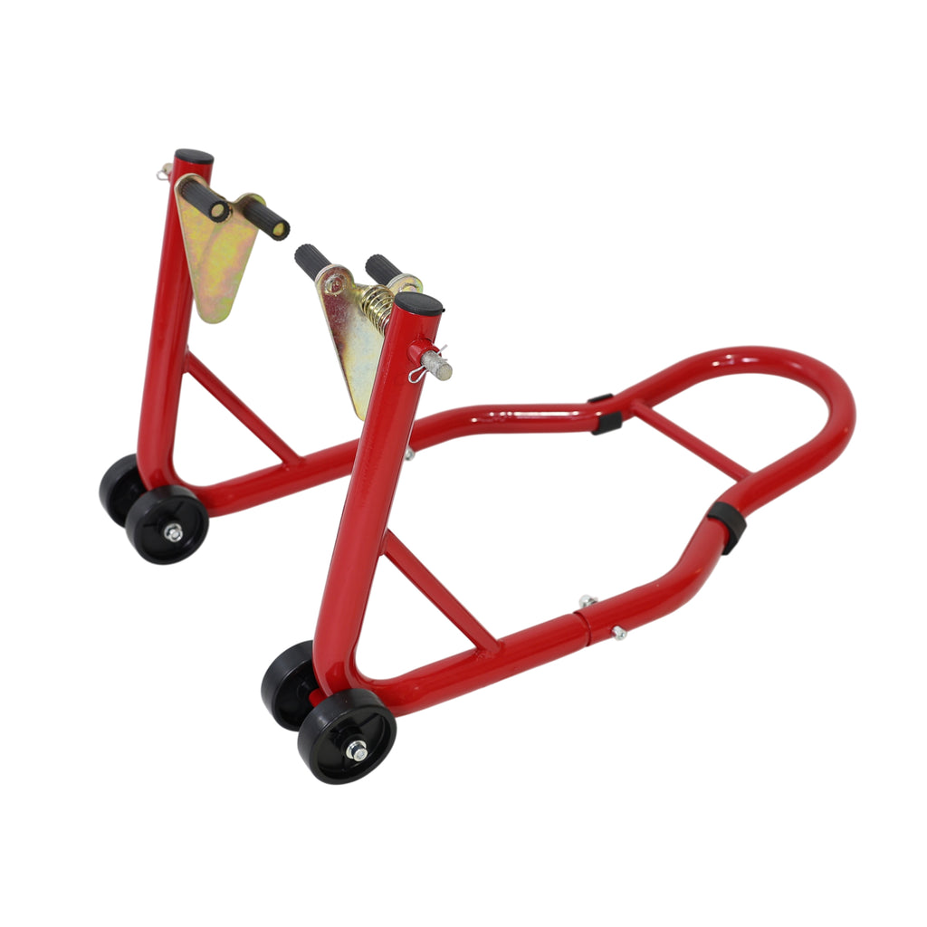 Motorcycle Stand 1000LB Sport Bike Front and Rear Wheel Lift Swingarm Paddock Stands, Red