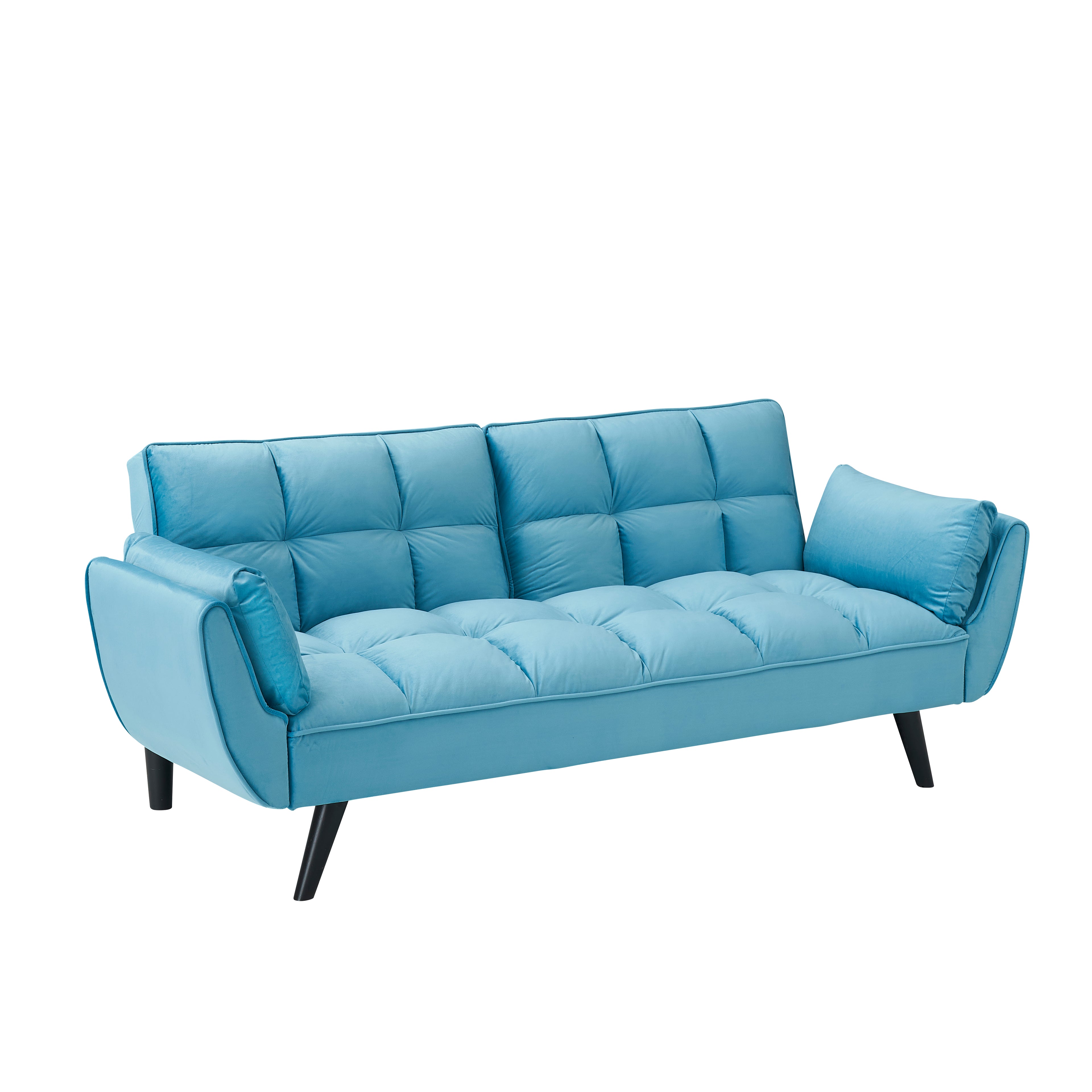 74" Blue Sofa With Soft Armrests
