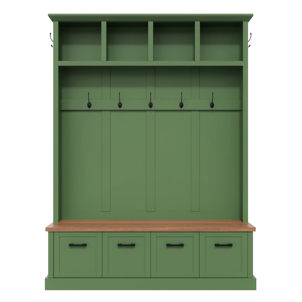 ON-TREND Farmhouse Hall Tree with Storage Bench
