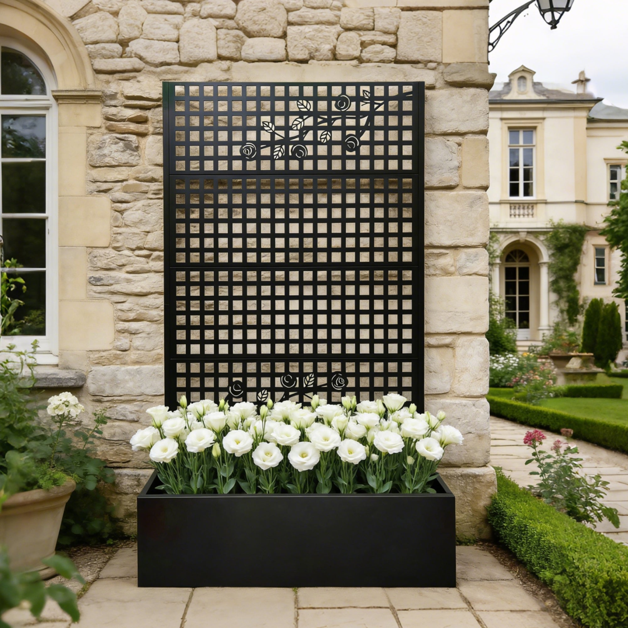 Metal Planter Box with Trellis