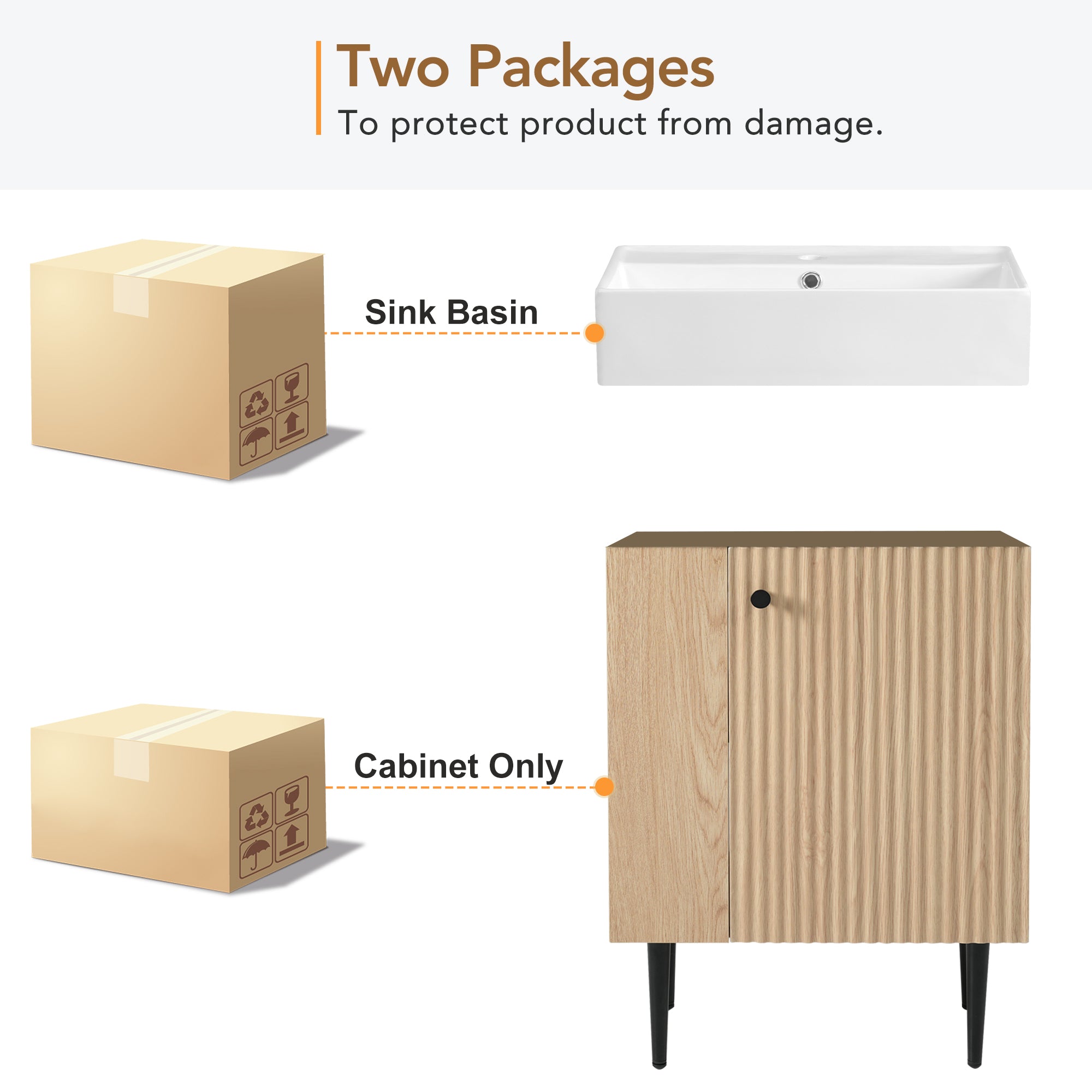 21.6" Wood Bathroom Vanity with Left Side Storage
