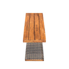 Outdoor Acacia Wood Bench Set of 2 - Teak Finish
