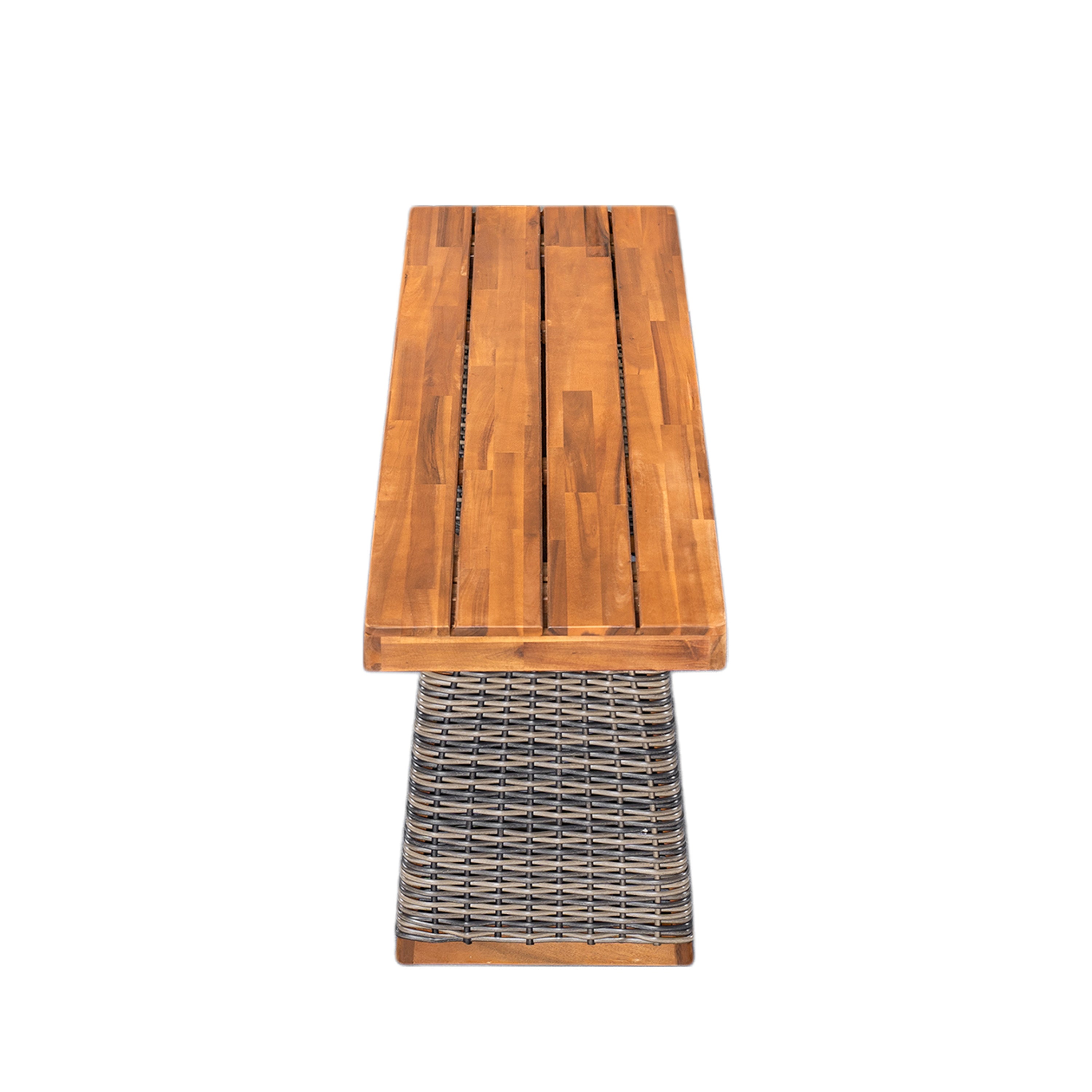 Outdoor Acacia Wood Bench Set of 2 - Teak Finish