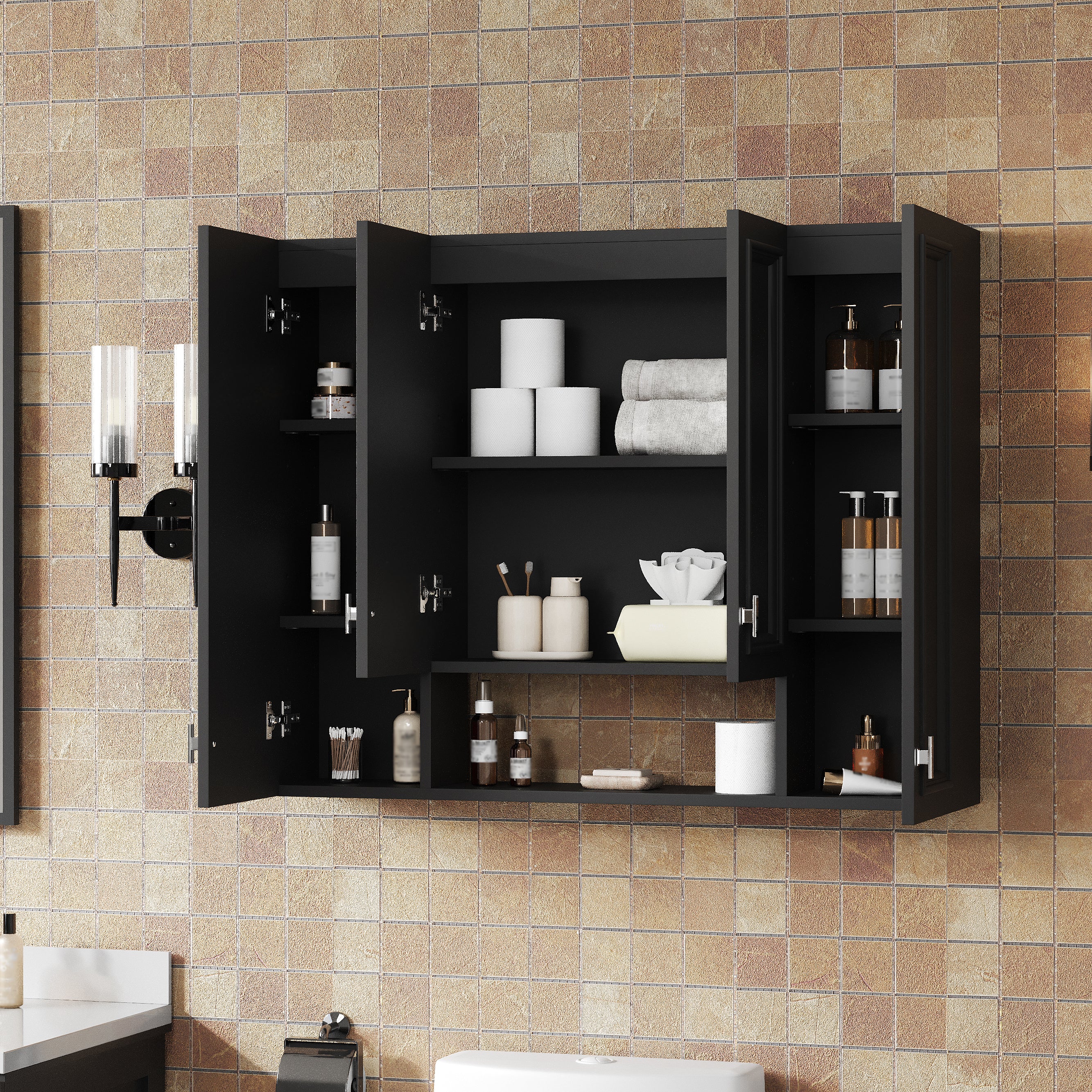 Modern Bathroom Cabinet with 5 Adjustable Shelves