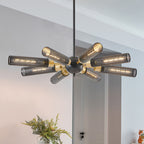 34" Modern Industrial Sputnik Chandelier, 8-Light
