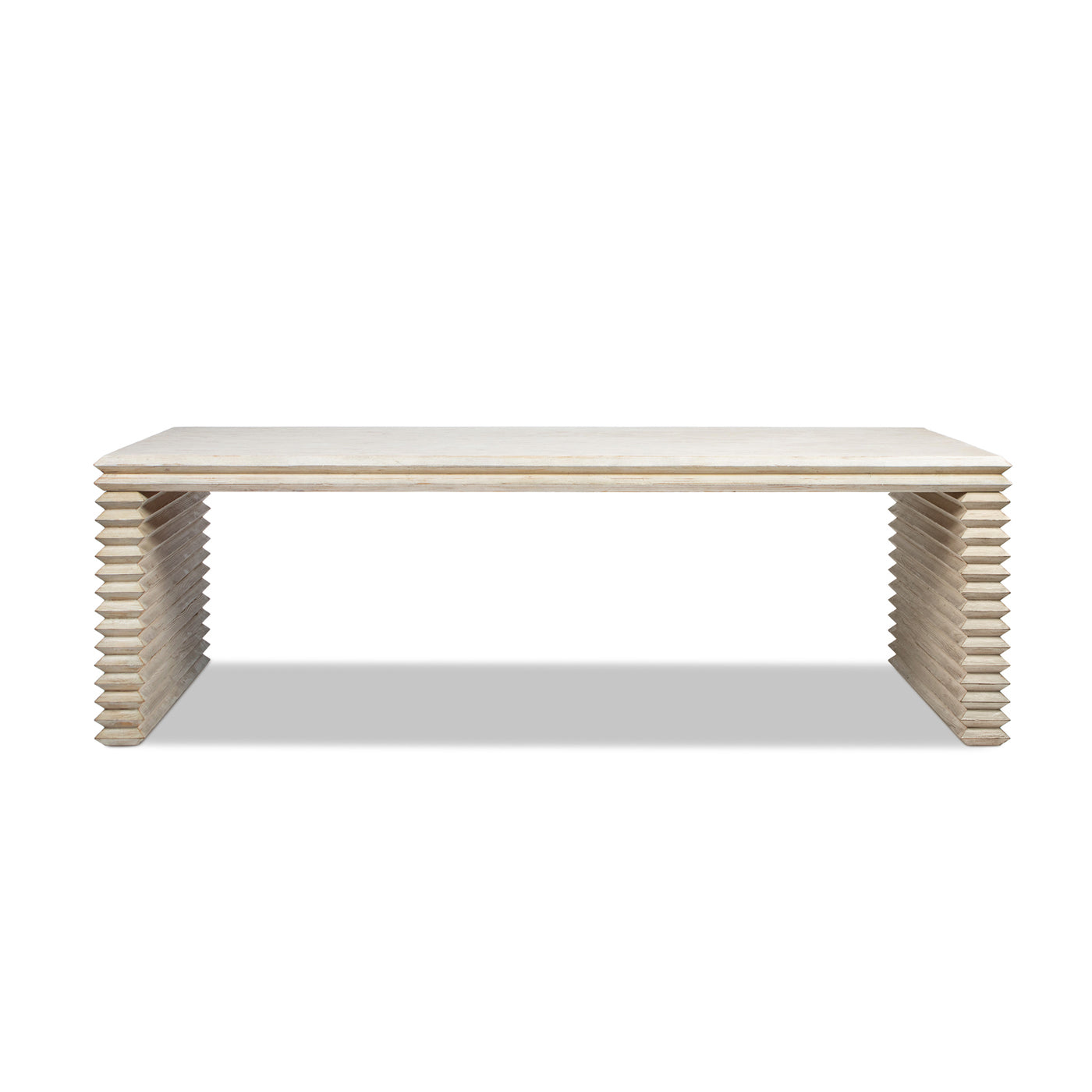 Veda 94" Reclaimed Wood Stacked Geometric Waterfall Dining Table