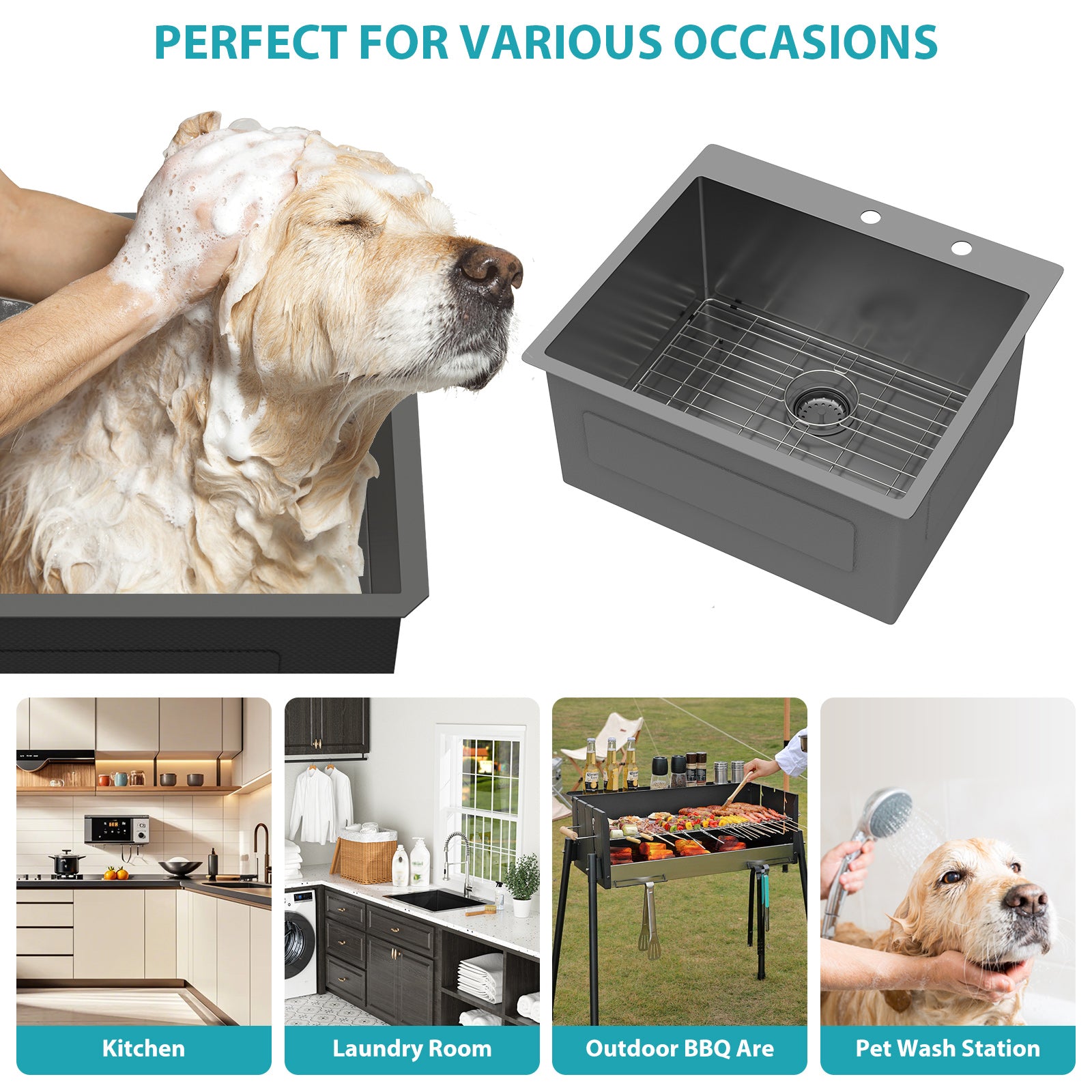 Drop In Laundry Utility Sink - Premium Stainless Steel