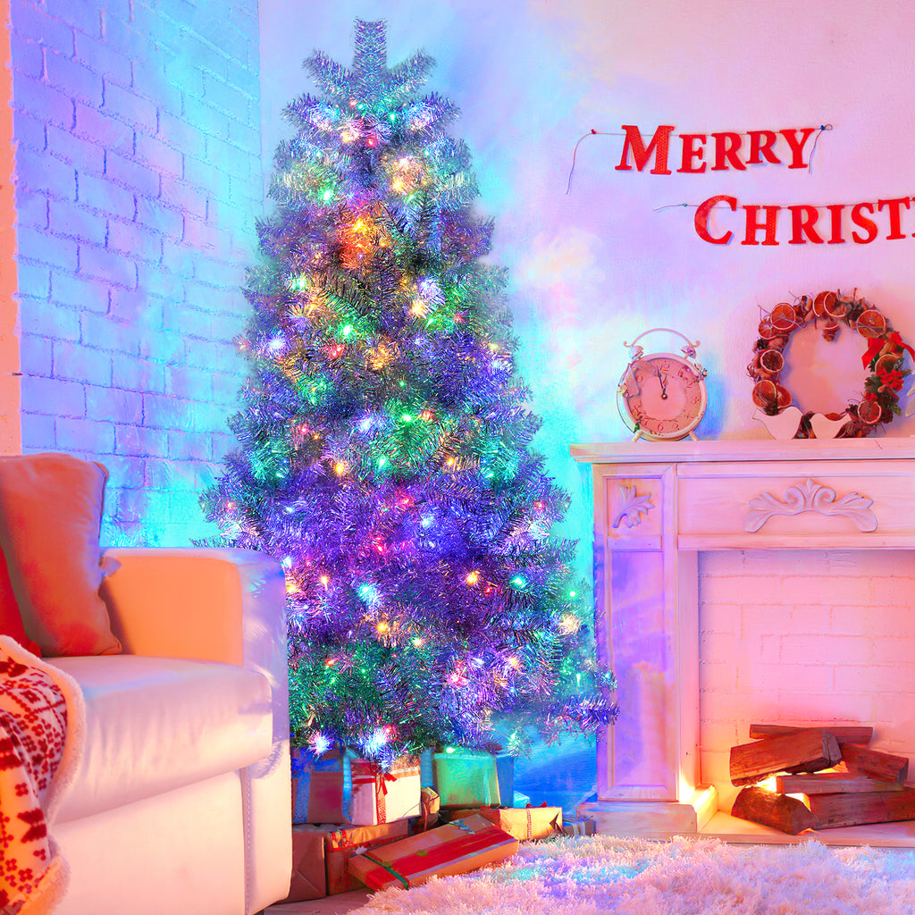 6FT Silver Pre-Lit Artificial Christmas Tree