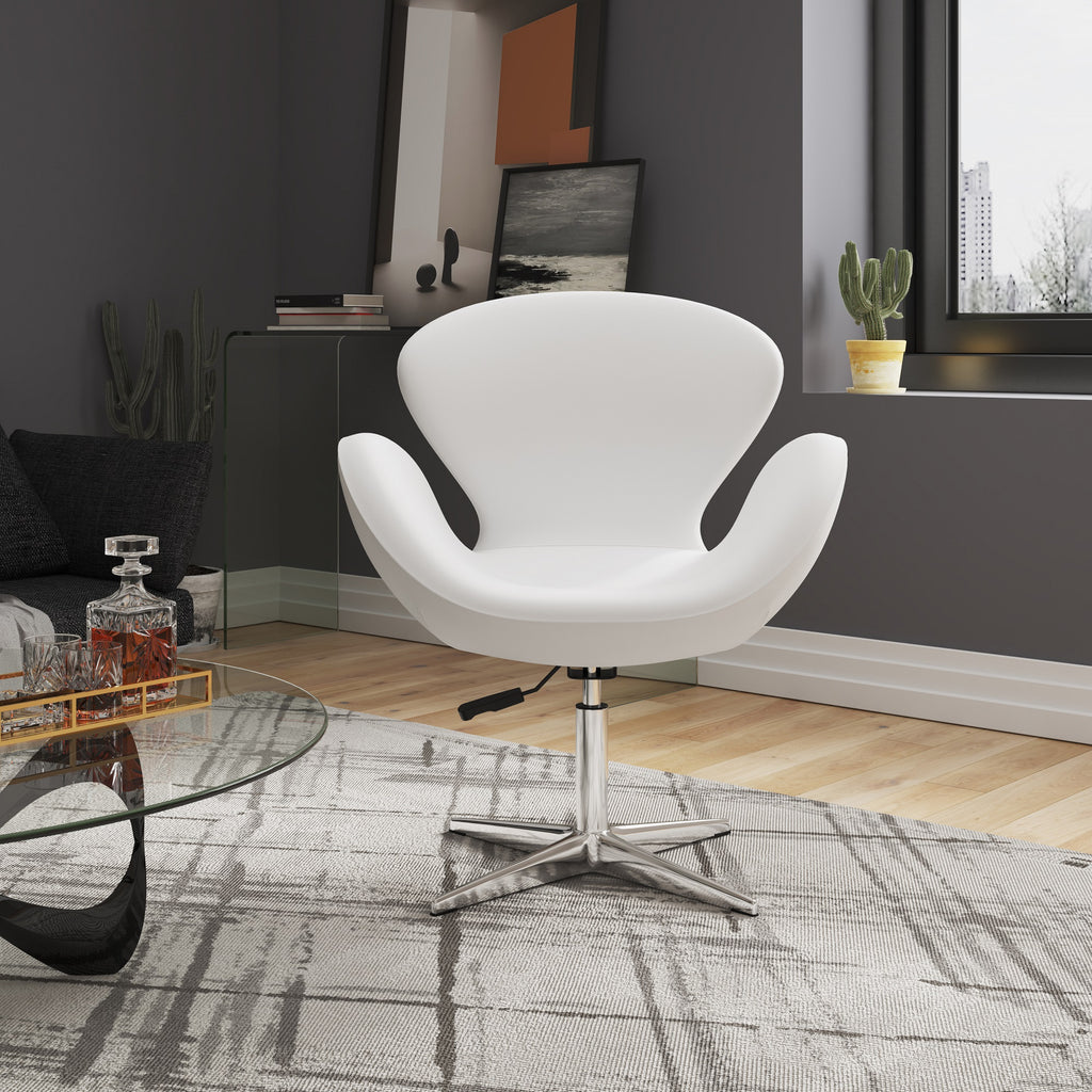 Raspberry Upholstered Swivel Lounge Chair