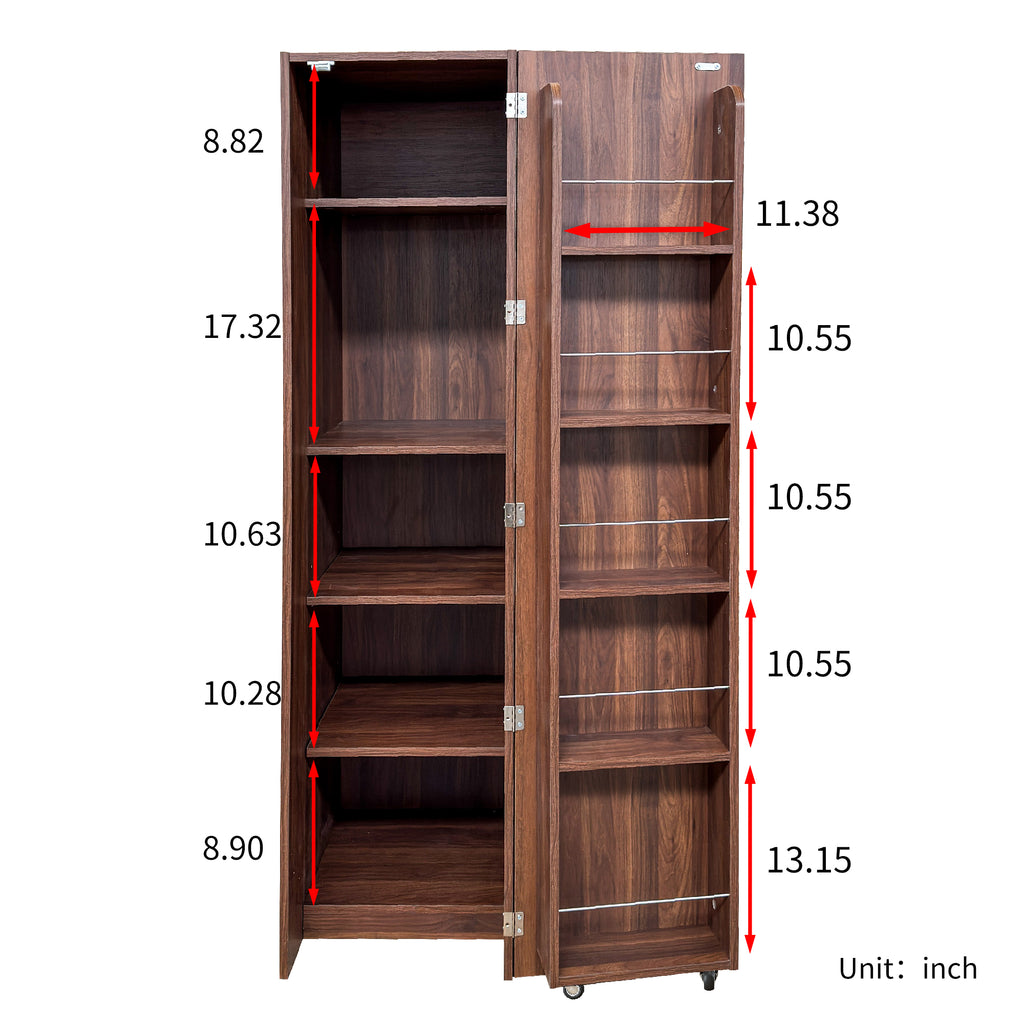 Brown Freestanding Buffet Cabinet with Doors & Shelves