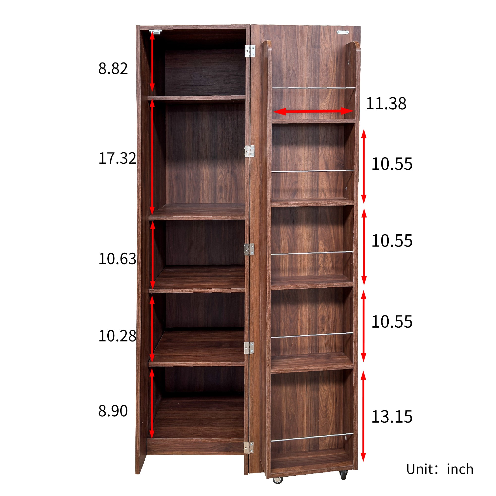 Brown Freestanding Buffet Cabinet with Doors & Shelves