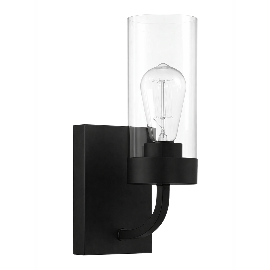Zephyr Single Light Sconce With Clear Glass Metal