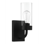 Zephyr Single Light Sconce With Clear Glass Metal