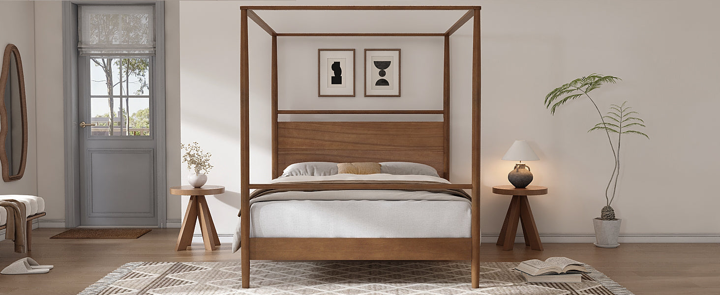 Solid Wood Canopy Bed Frame – King Size