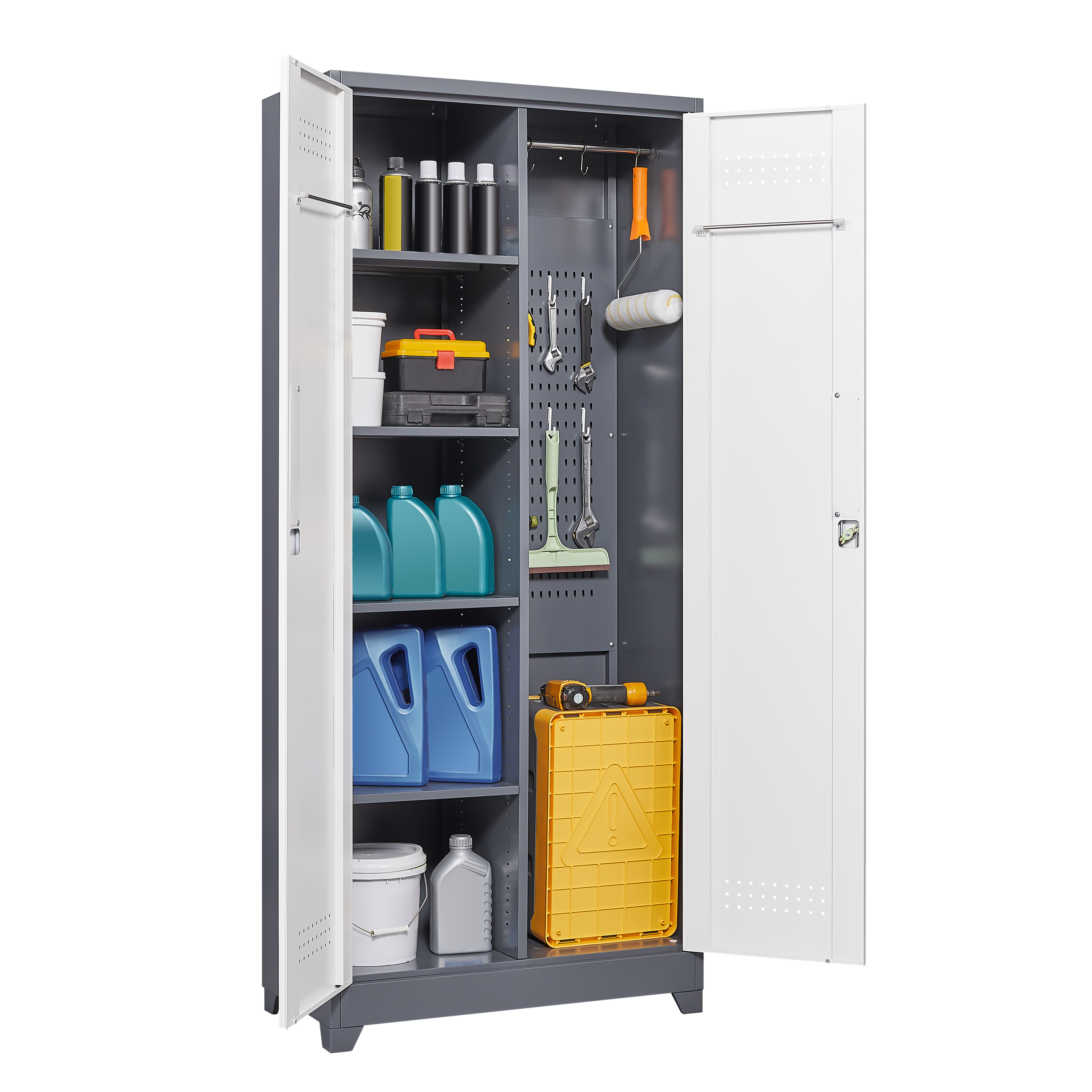Gray Metal Lockers with Locking Doors