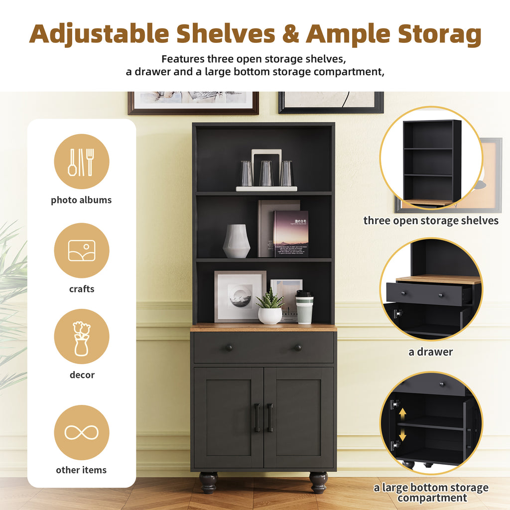 ON-Trend Farmhouse Storage Cabinet with Gourd-Shaped Legs