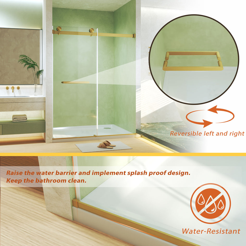 Frameless Double Sliding Shower Door 56-60" W x 74" H