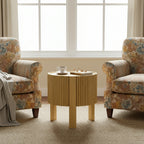 Round Fluted Side Table with Storage