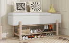 TREXM Farmhouse Upholstered Storage Bench