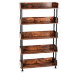 5-Tier Industrial Bookshelf - Open Rustic