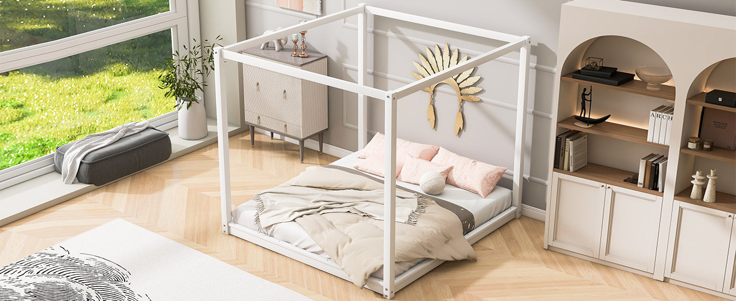 King Size Canopy Platform Bed with Support Legs
