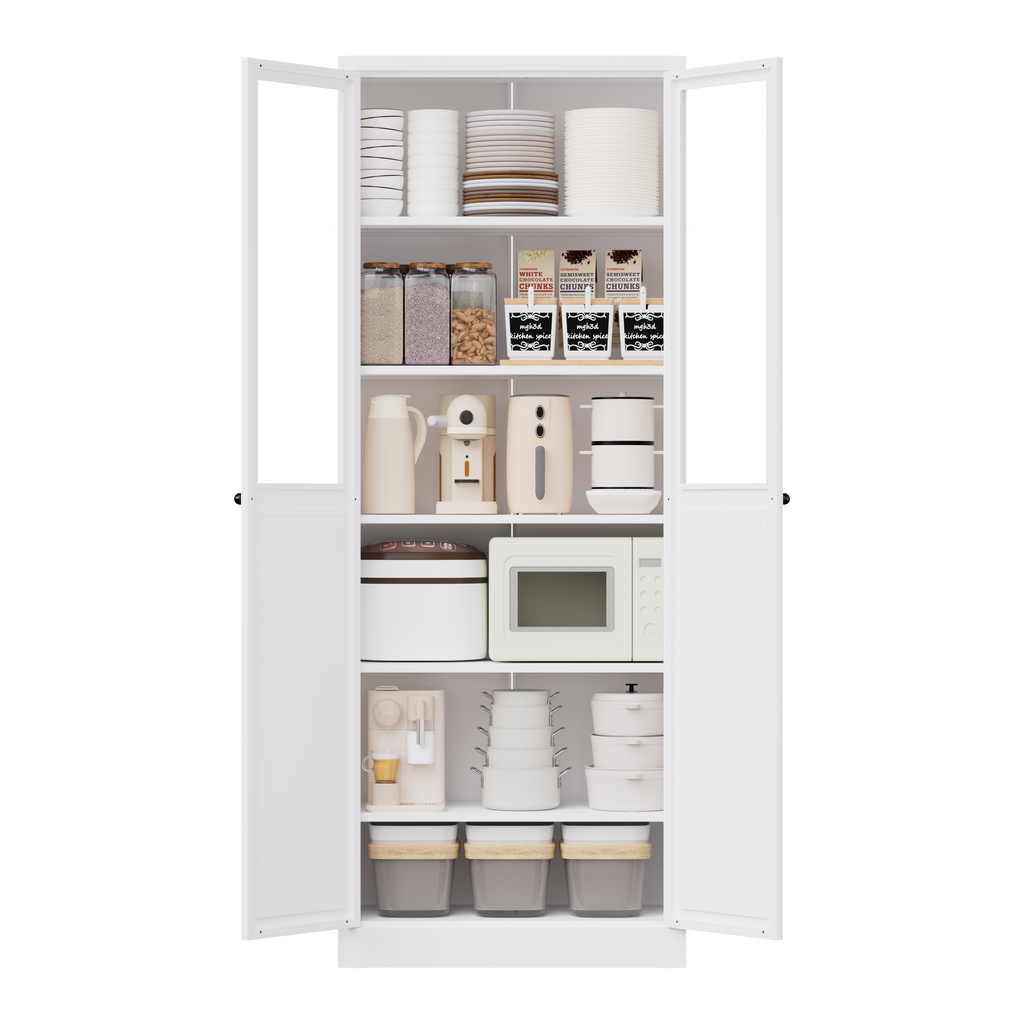 72" Metal Kitchen Pantry Cabinet with Doors & Shelves