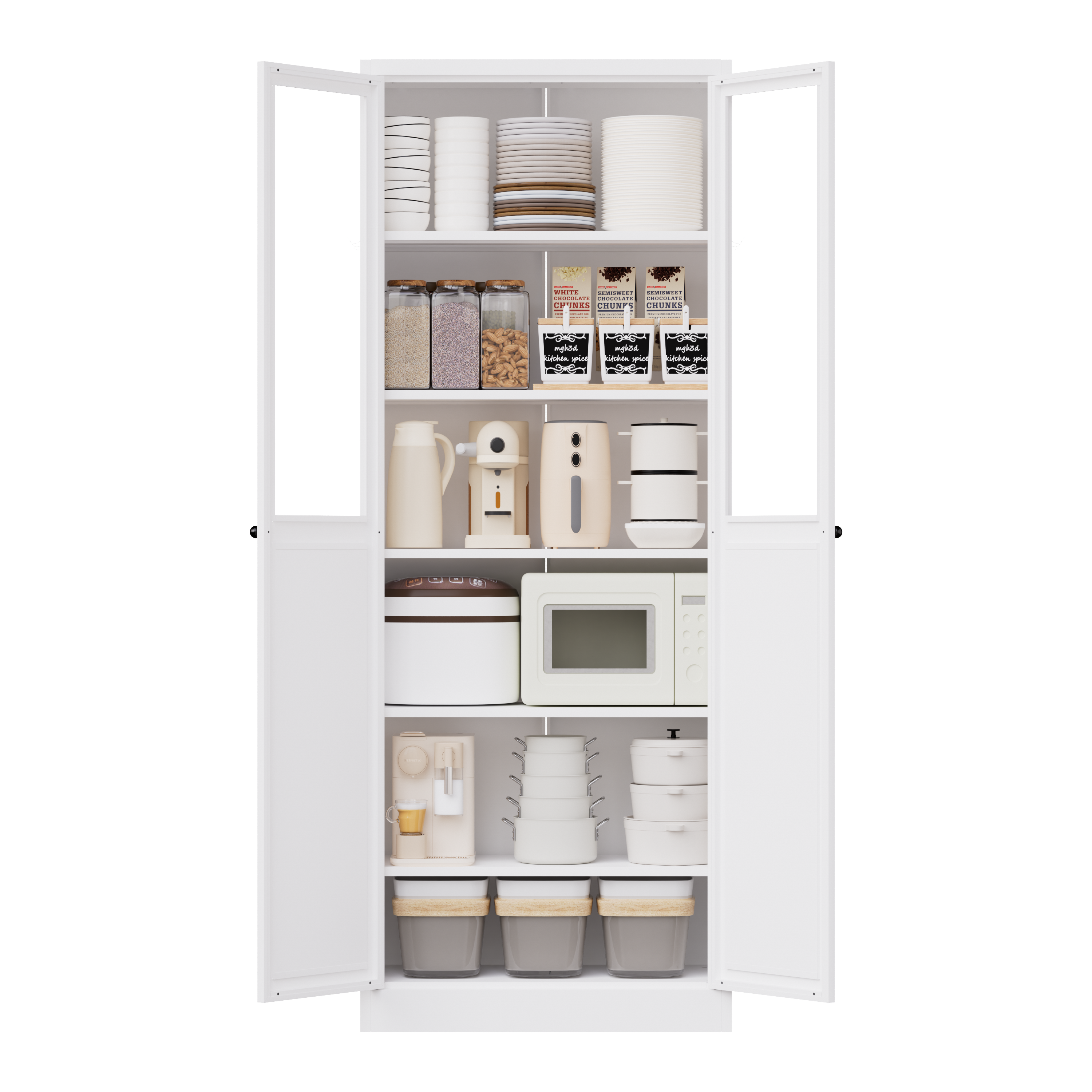 72" Metal Kitchen Pantry Cabinet with Doors & Shelves