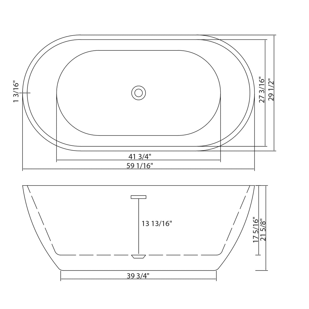 59" Acrylic Freestanding Bathtub