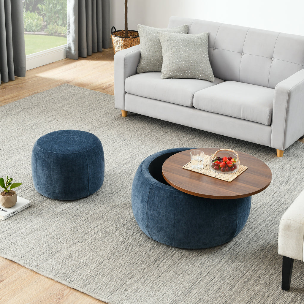 Round Storage Ottoman with 2 in 1 Functionality