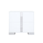 Elegant Nightstand with Metal Foot, Mirrored Bedside Table
