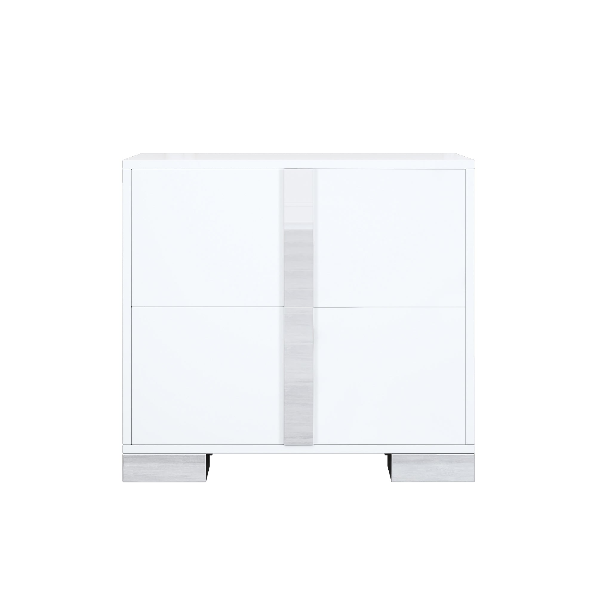 Elegant Nightstand with Metal Foot, Mirrored Bedside Table