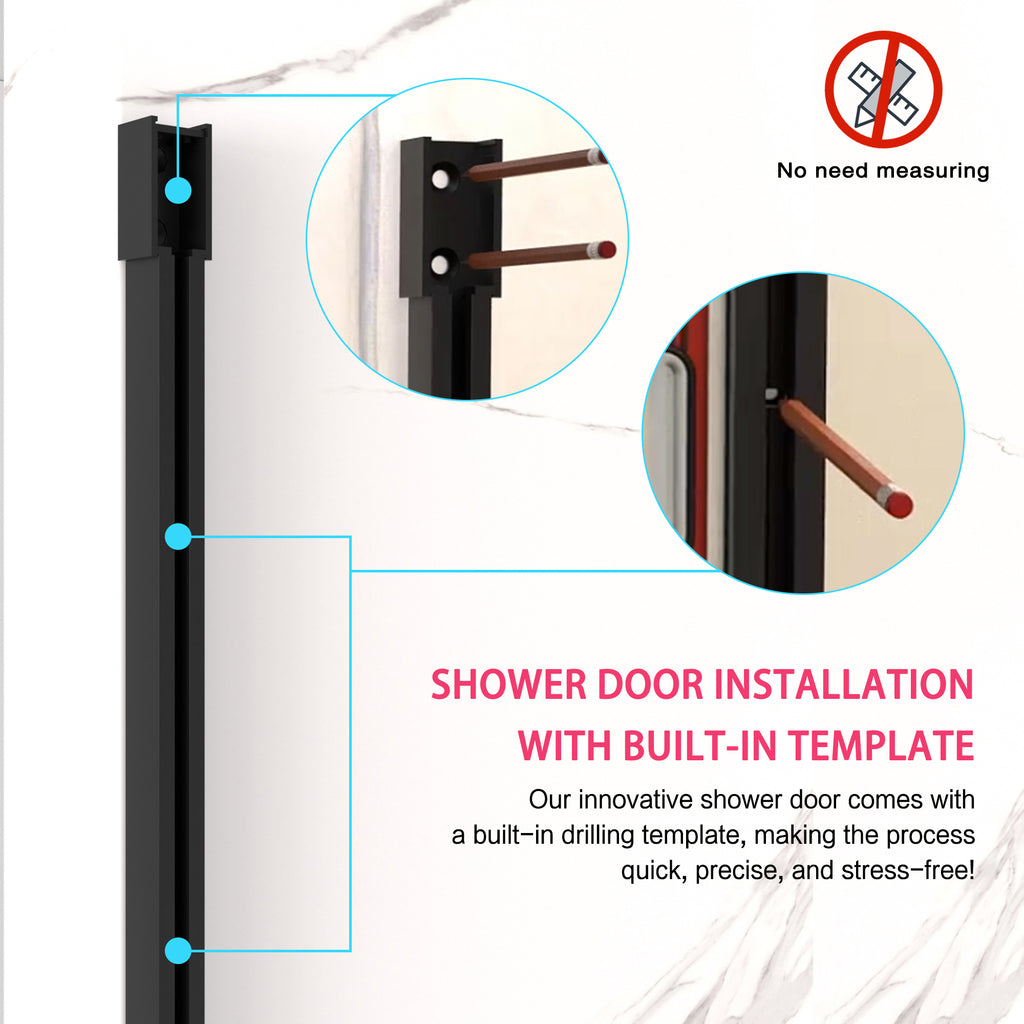 Semi-Frameless Sliding Shower Door, 56-60" W x 74" H