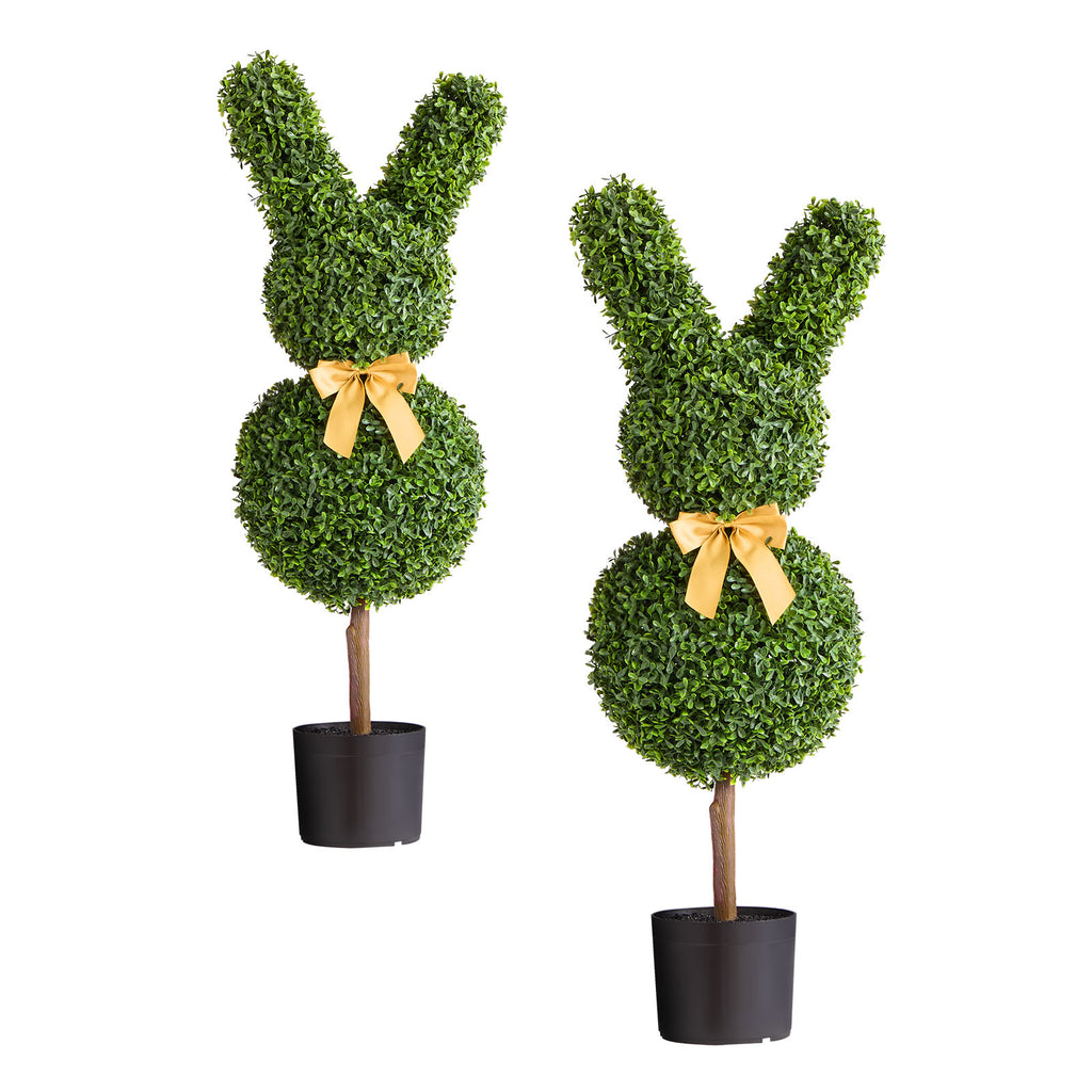 Artificial Topiary Bunny-Shape Boxwood Ball Set