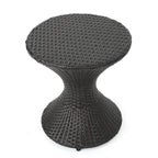 Outdoor 16-Inch Multi-Brown Wicker Hourglass Side Table