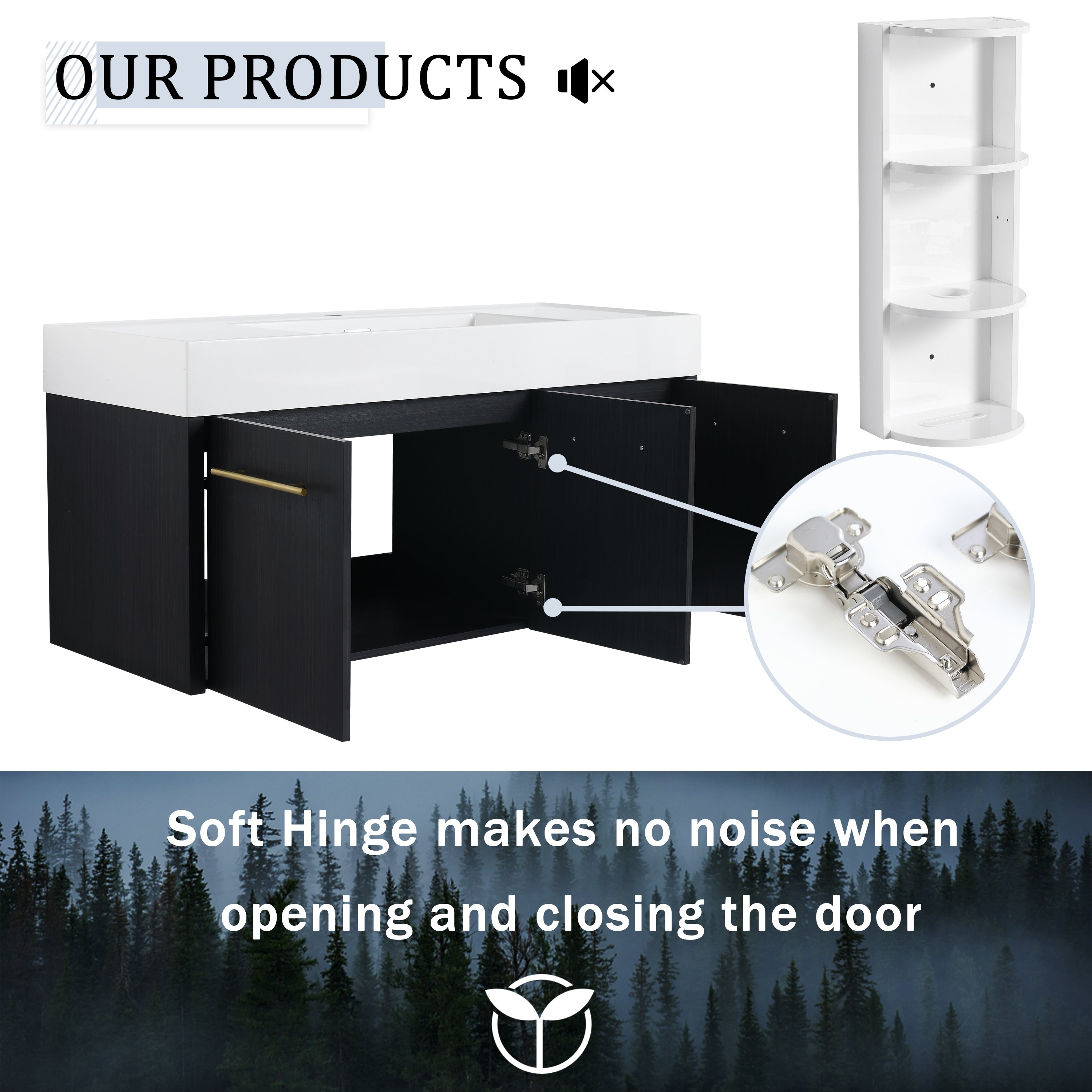 48 Inch Wall-Mounted Bathroom Vanity with Sink