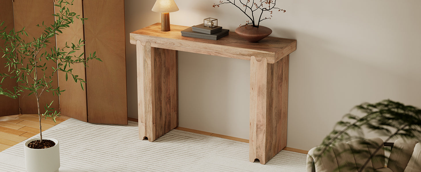 TREXM Farmhouse Mango Wood Console Table