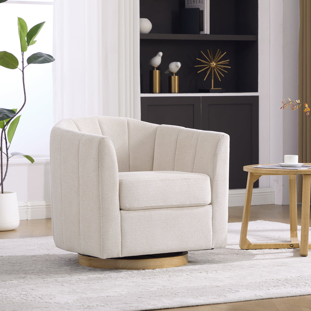 31.1'' Wide Upholstered Chenille Swivel Barrel Chair