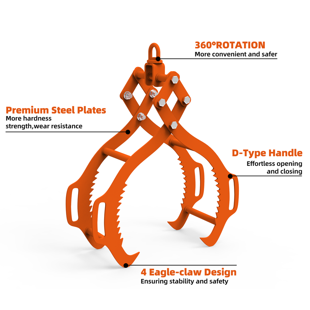 28-Inch Log Lifting Tongs with 4-Claw Heavy Duty Design